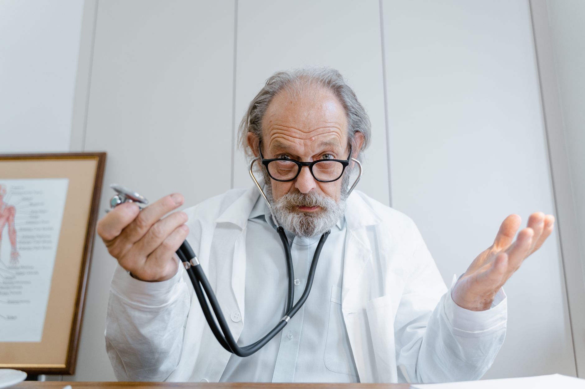 A caring senior health check environment with kind doctor